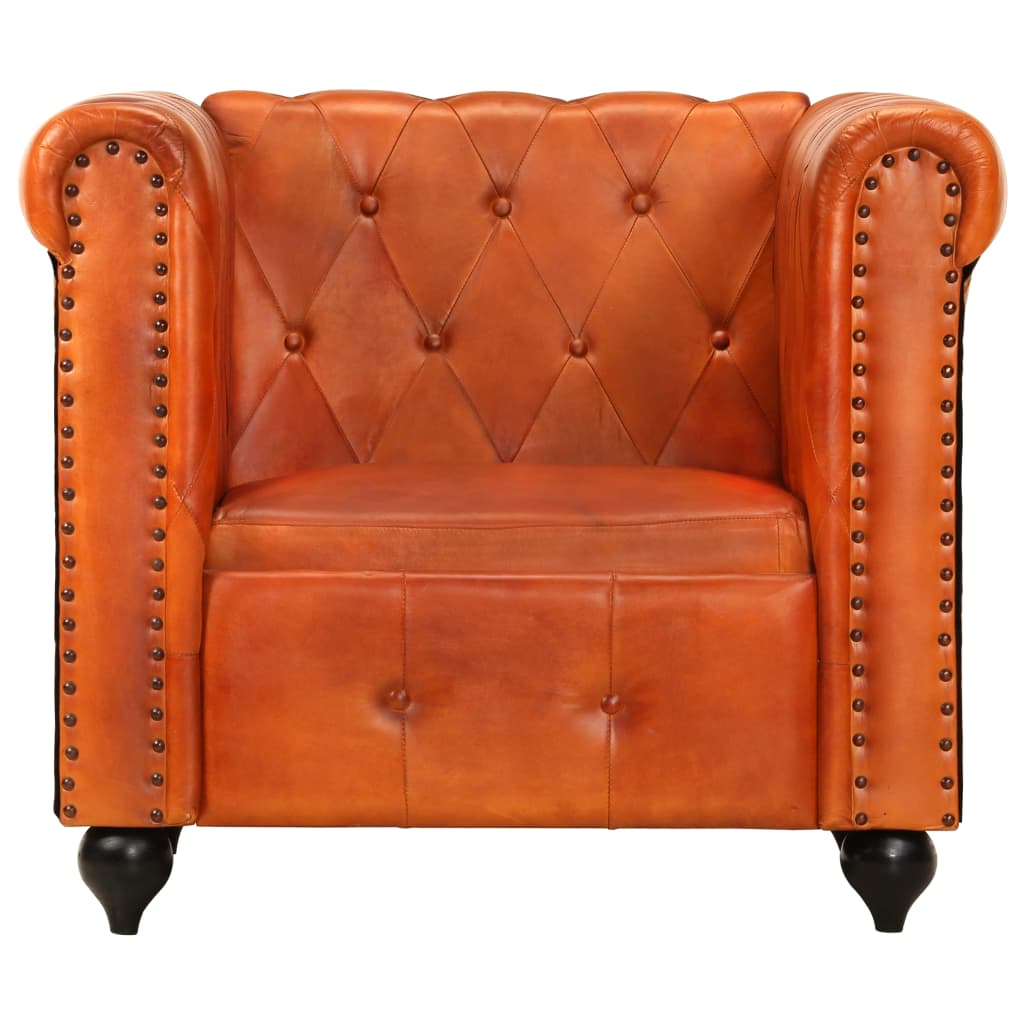 Poltrona Chesterfield Tanno in Vera Pelle cod mxl 18524