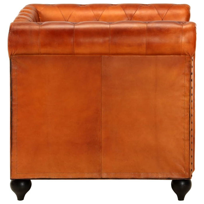 Poltrona Chesterfield Tanno in Vera Pelle cod mxl 18524