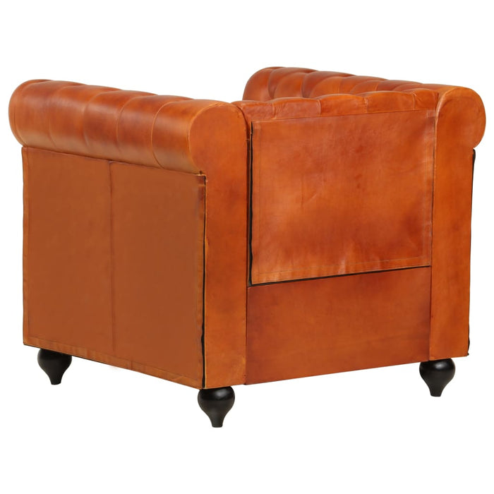 Poltrona Chesterfield Tanno in Vera Pelle cod mxl 18524