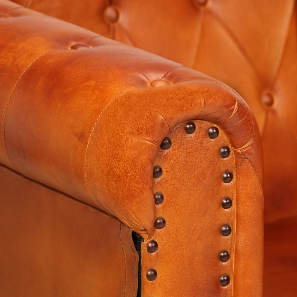 Poltrona Chesterfield Tanno in Vera Pelle cod mxl 18524