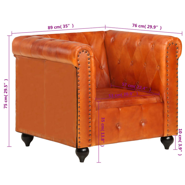 Poltrona Chesterfield Tanno in Vera Pelle cod mxl 18524