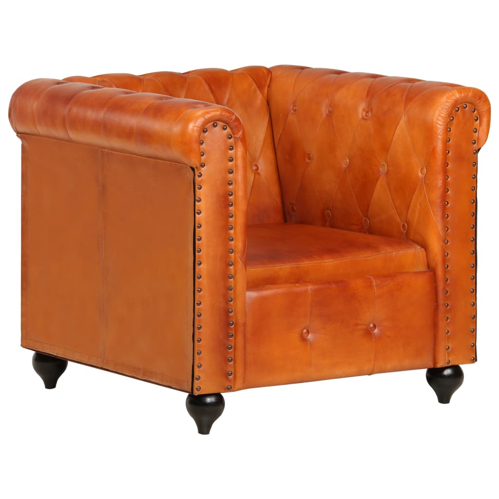 Poltrona Chesterfield Tanno in Vera Pelle cod mxl 18524