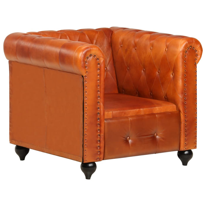 Poltrona Chesterfield Tanno in Vera Pelle cod mxl 18524