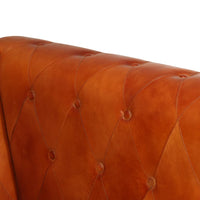 Divano Chesterfield a 2 Posti Tanno in Vera Pelle 283758