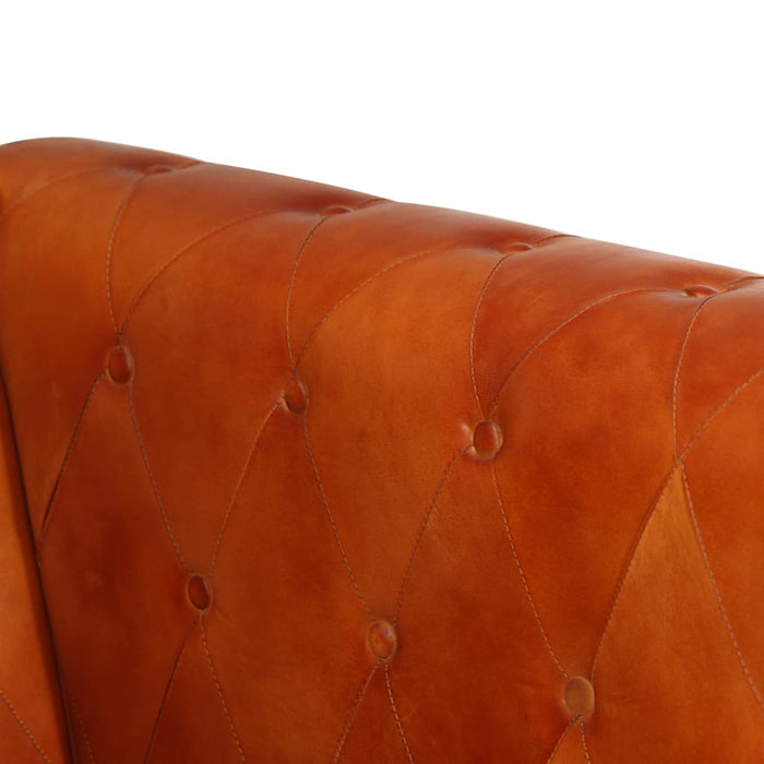 Divano Chesterfield a 2 Posti Tanno in Vera Pelle 283758