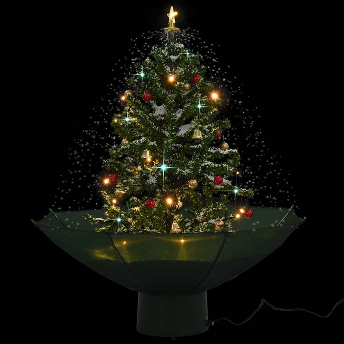 Albero di Natale con Neve e Base a Ombrellone Verde 75 cm 284331