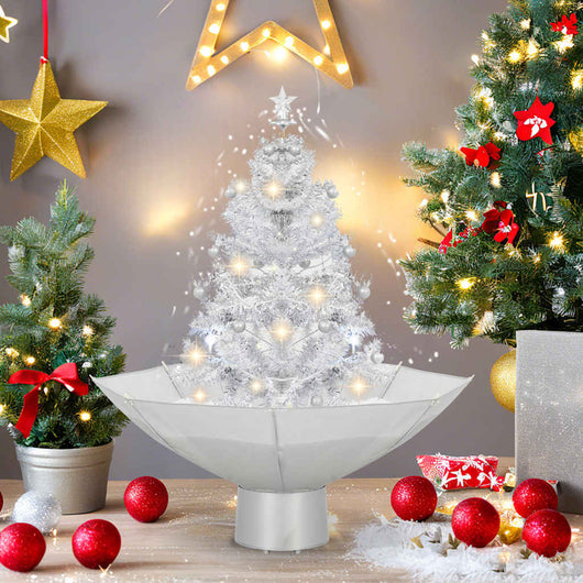 Albero di Natale con Neve e Base a Ombrellone Bianco 75 cm 284332
