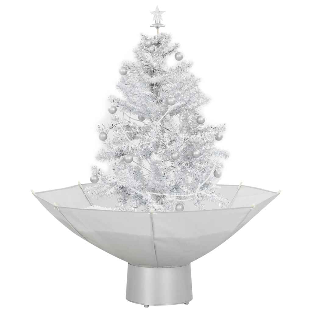 Albero di Natale con Neve e Base a Ombrellone Bianco 75 cm 284332