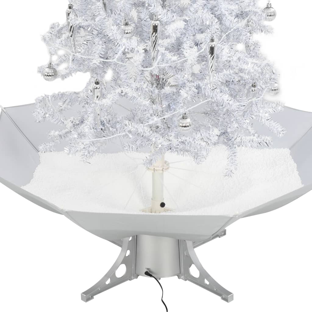 Albero di Natale con Neve e Base a Ombrellone Bianco 140 cm 284334