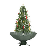 Albero di Natale con Neve e Base a Ombrellone-Albero Natalizio-Decorazioni natalizie Verde 170 cm