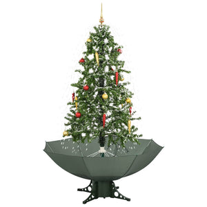 Albero di Natale con Neve e Base a Ombrellone Verde 170 cm 284335