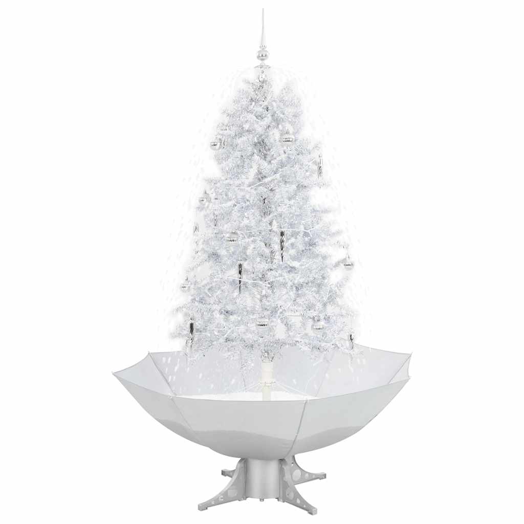 Albero di Natale con Neve e Base a Ombrellone Bianco 170 cm 284336