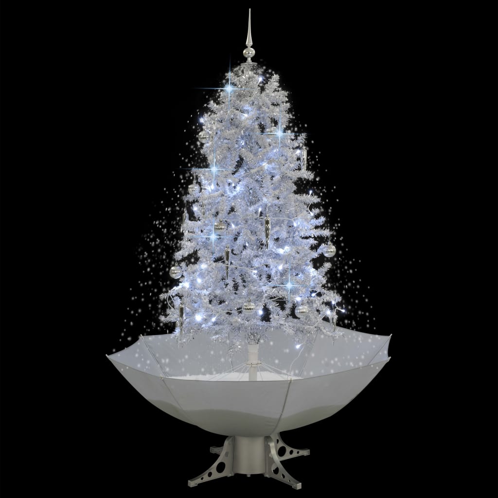 Albero di Natale con Neve e Base a Ombrellone Bianco 170 cm 284336
