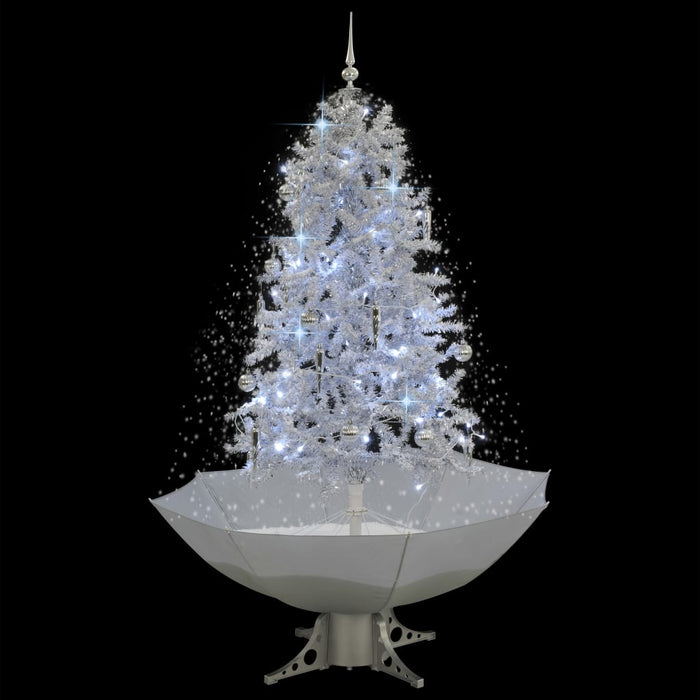 Albero di Natale con Neve e Base a Ombrellone Bianco 170 cm 284336