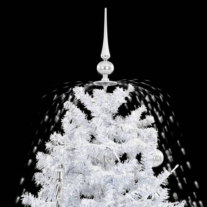 Albero di Natale con Neve e Base a Ombrellone-Albero Natalizio-Decorazioni natalizie Bianco 170 cm