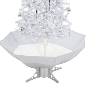 Albero di Natale con Neve e Base a Ombrellone-Albero Natalizio-Decorazioni natalizie Bianco 170 cm