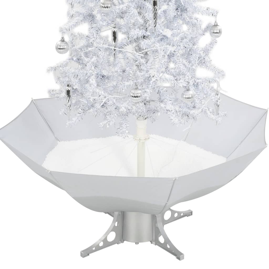 Albero di Natale con Neve e Base a Ombrellone Bianco 170 cm 284336