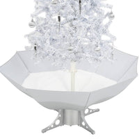 Albero di Natale con Neve e Base a Ombrellone Bianco 170 cm 284336