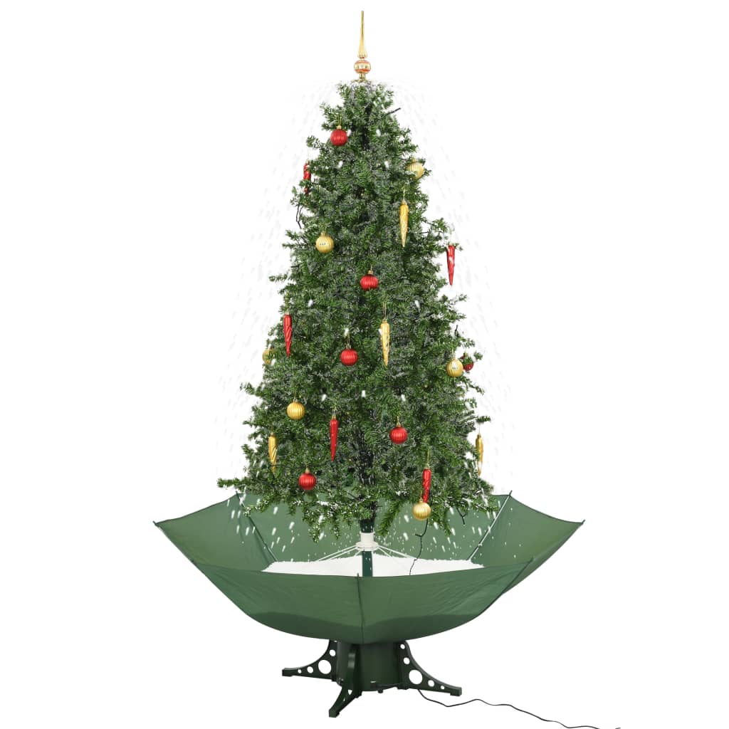 Albero di Natale con Neve e Base a Ombrellone Verde 190 cm 284337