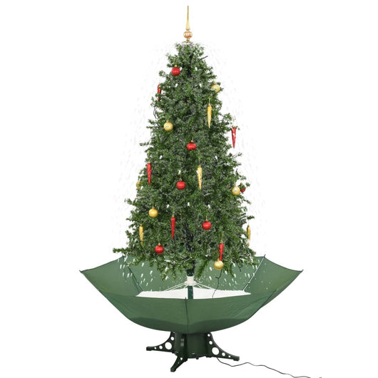 Albero di Natale con Neve e Base a Ombrellone Verde 190 cm 284337