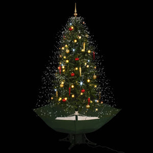 Albero di Natale con Neve e Base a Ombrellone Verde 190 cm 284337