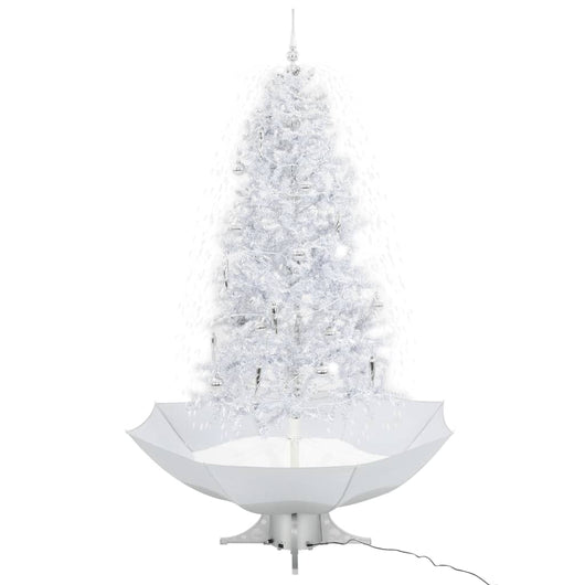 Albero di Natale con Neve e Base a Ombrellone Bianco 190 cm 284338