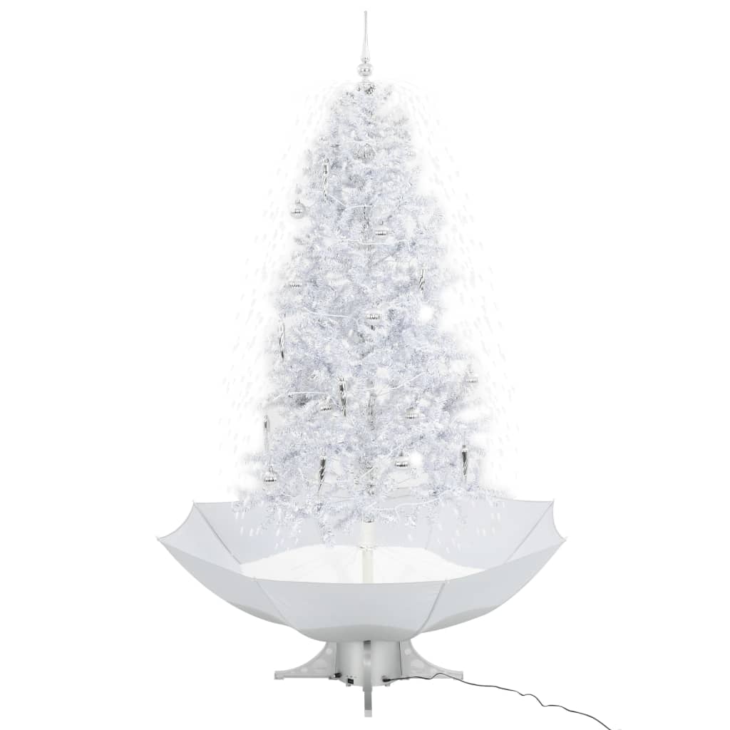 Albero di Natale con Neve e Base a Ombrellone-Decorazioni natalizie Bianco 190 cm