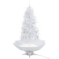 Albero di Natale con Neve e Base a Ombrellone-Decorazioni natalizie Bianco 190 cm