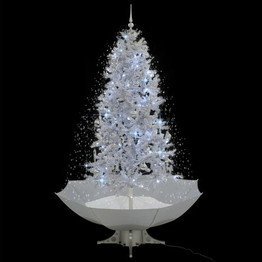 Albero di Natale con Neve e Base a Ombrellone Bianco 190 cm 284338