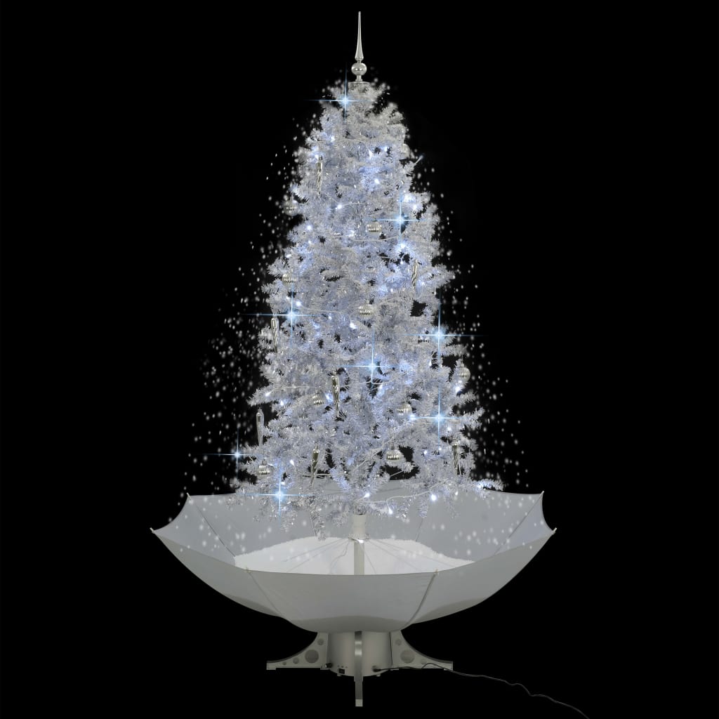Albero di Natale con Neve e Base a Ombrellone-Decorazioni natalizie Bianco 190 cm