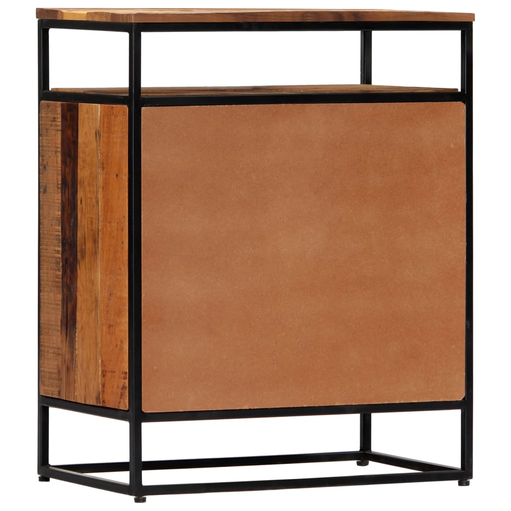 Credenza-Buffet-Armadio da cucina 60x35x76 cm in Legno Massello di Recupero e Acciaio