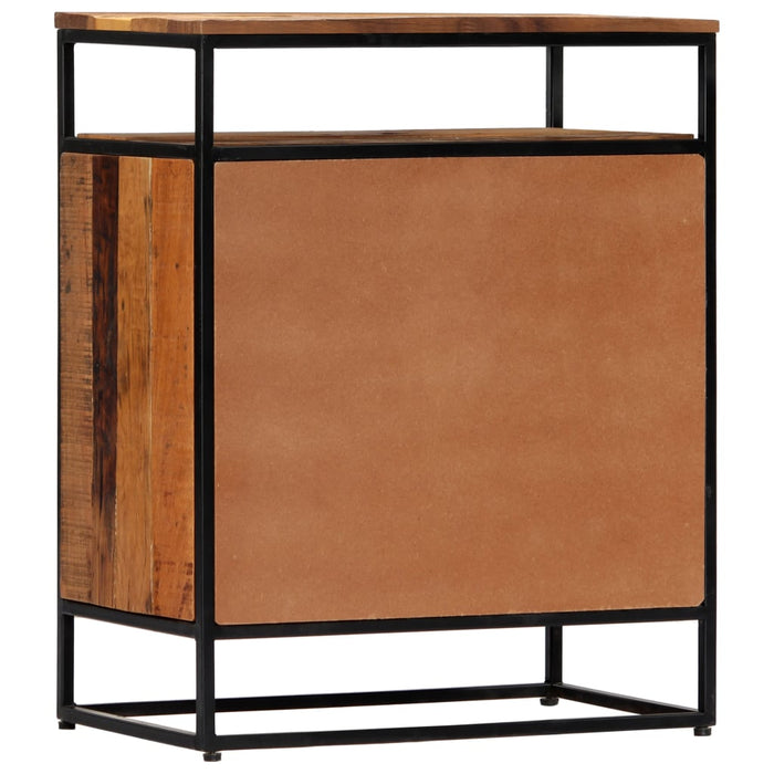 Credenza-Buffet-Armadio da cucina 60x35x76 cm in Legno Massello di Recupero e Acciaio