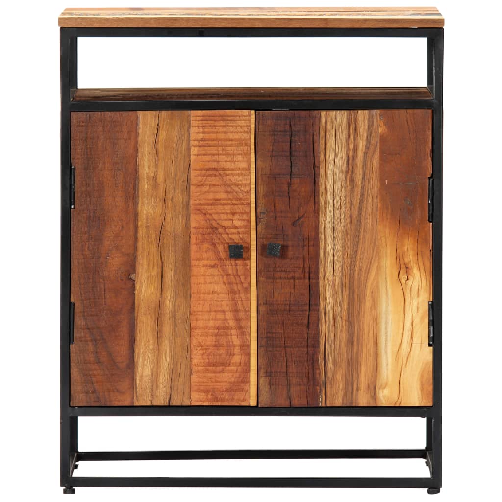 Credenza-Buffet-Armadio da cucina 60x35x76 cm in Legno Massello di Recupero e Acciaio