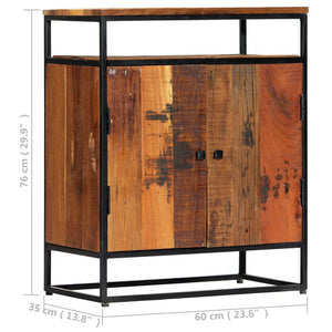 Credenza-Buffet-Armadio da cucina 60x35x76 cm in Legno Massello di Recupero e Acciaio
