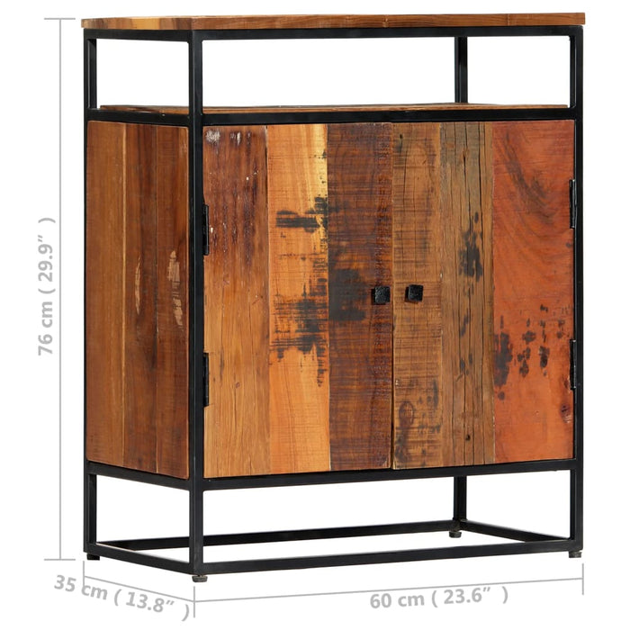 Credenza-Buffet-Armadio da cucina 60x35x76 cm in Legno Massello di Recupero e Acciaio