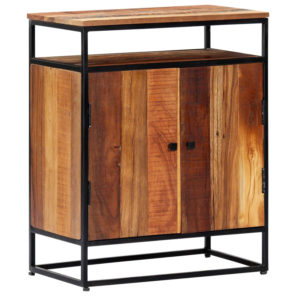 Credenza-Buffet-Armadio da cucina 60x35x76 cm in Legno Massello di Recupero e Acciaio