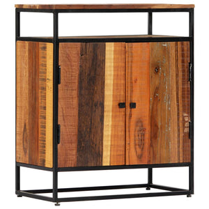 Credenza-Buffet-Armadio da cucina 60x35x76 cm in Legno Massello di Recupero e Acciaio
