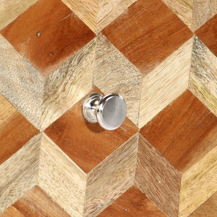 Comodino Grigio 40x30x50 cm in Legno Massello di Mango 282734