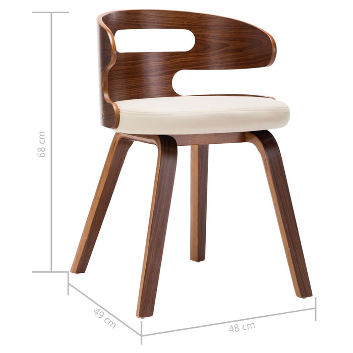 Sedie da Pranzo 2 pz in Legno Curvato e Similpelle Crema 283106