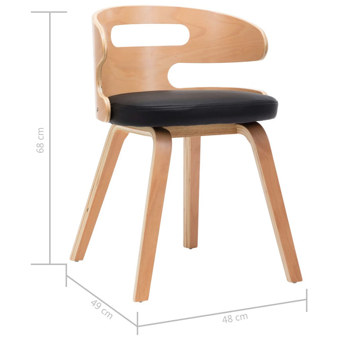 Sedie da Pranzo 2 pz Nere in Legno Curvato e Similpelle 283109
