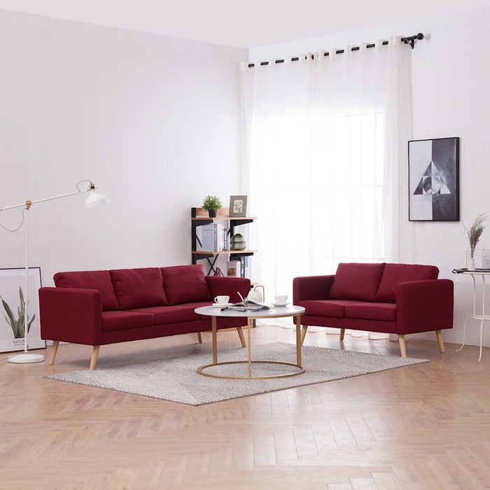 Set Divani 2 pz in Tessuto Rosso Vino 276857