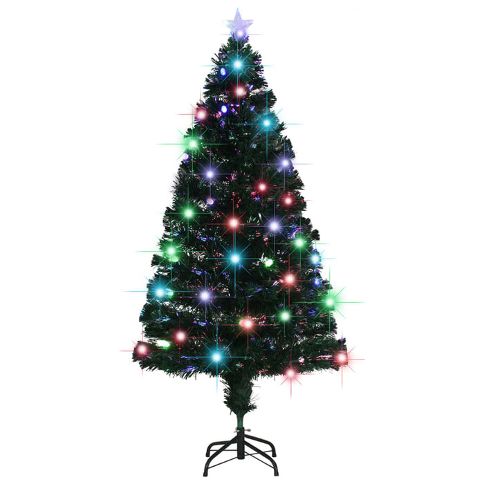 Albero di Natale Preilluminato-Decorazioni natalizie con Supporto e LED 150 cm Fibra Ottica