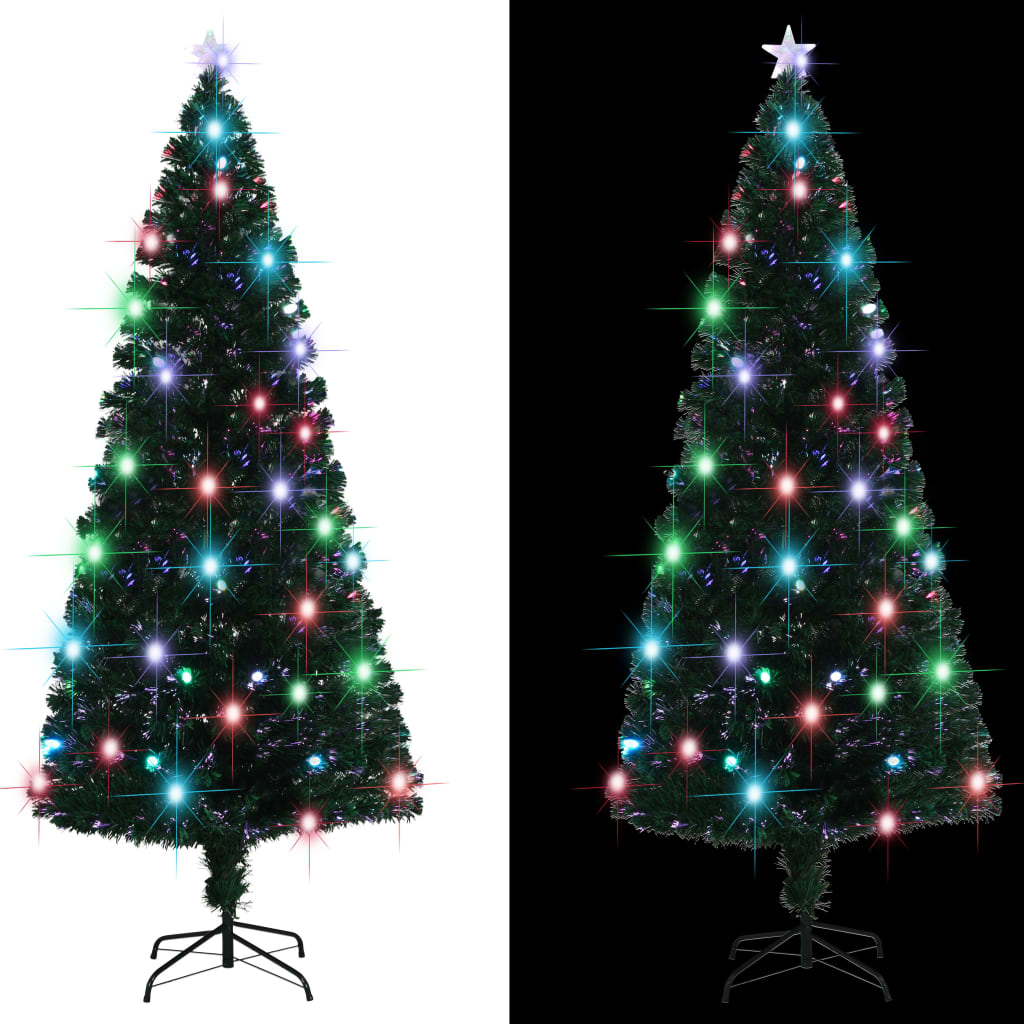 Albero di Natale Preilluminato con Supporto e LED-Albero Natalizio-Decorazioni natalizie 210 cm Fibra Ottica 622387