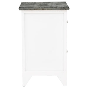 Comodino Grigio e Bianco 38x28x45 cm in Legno di Paulownia 284047