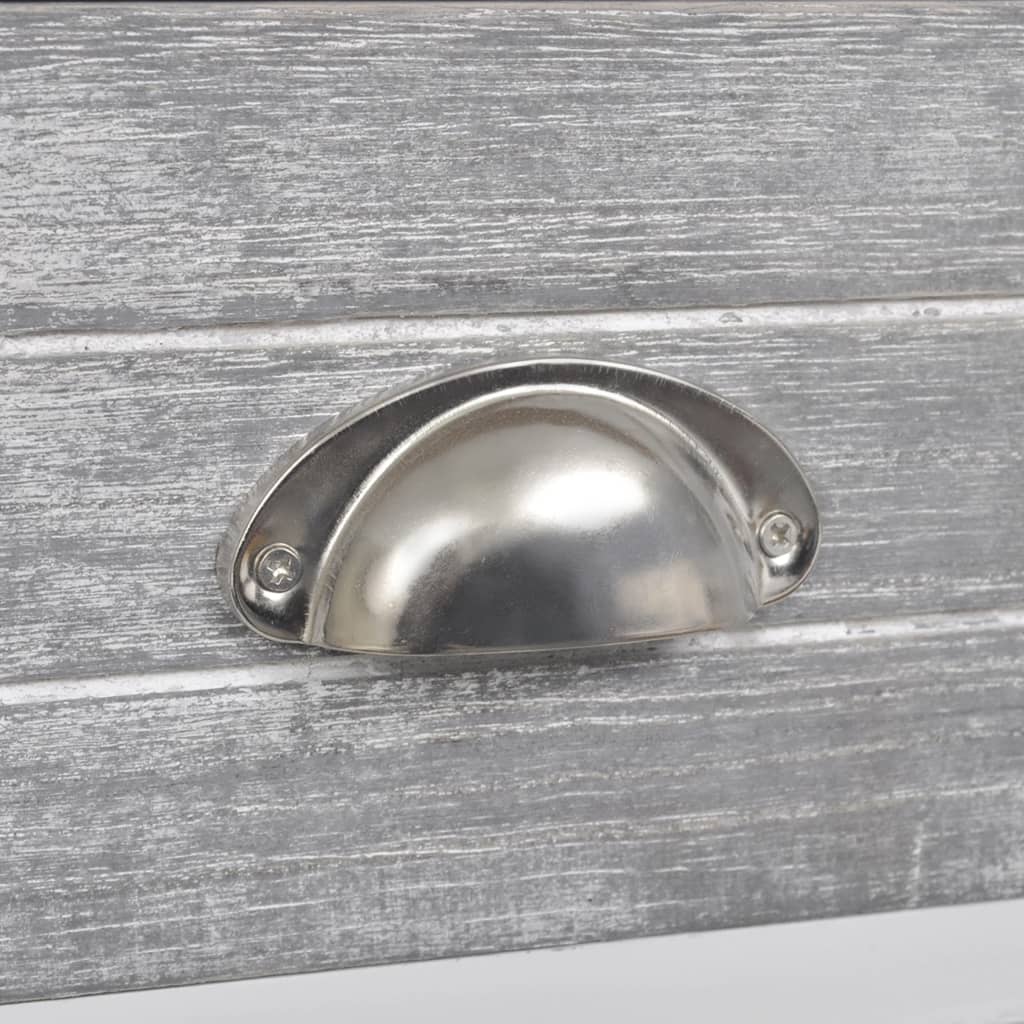 Comodino Grigio e Bianco 38x28x45 cm in Legno di Paulownia 284047