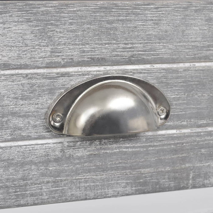 Comodino Grigio e Bianco 38x28x45 cm in Legno di Paulownia 284047