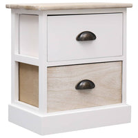 Comodini 2pz Bianco e Naturale 38x28x45cm in Legno di Paulonia 284057