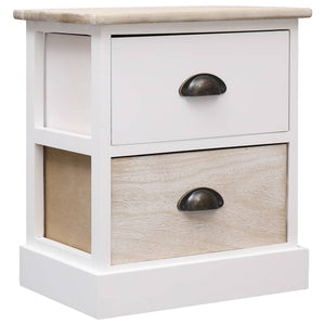 Comodini 2pz Bianco e Naturale 38x28x45cm in Legno di Paulonia 284057