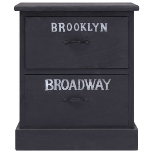 Comodino Nero 38x28x45 cm in Legno di Paulonia 284058