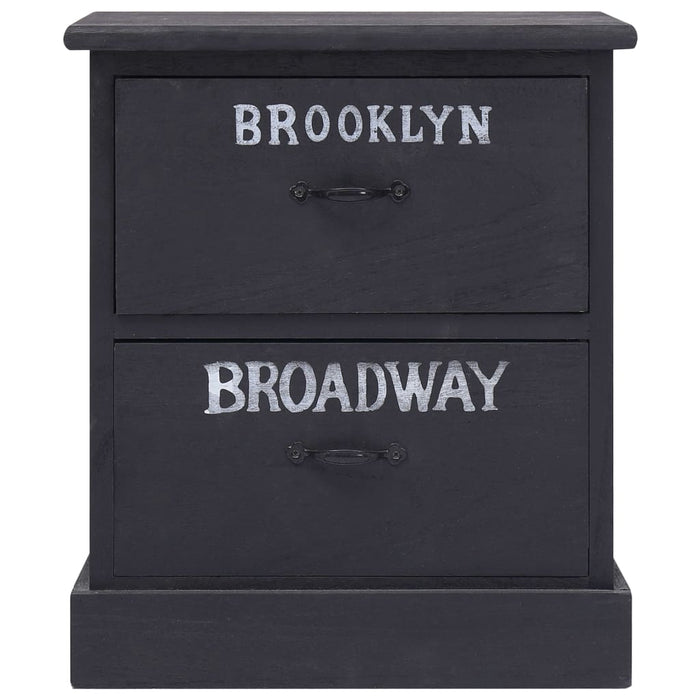 Comodino Nero 38x28x45 cm in Legno di Paulonia 284058